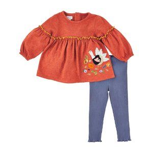 Mud Pie Little Girls' Thanksgiving Turkey Tunic & Legging Set